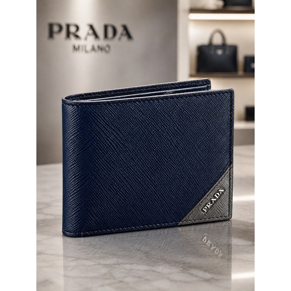 Prada Two-Tone Saffiano Bifold Wallet